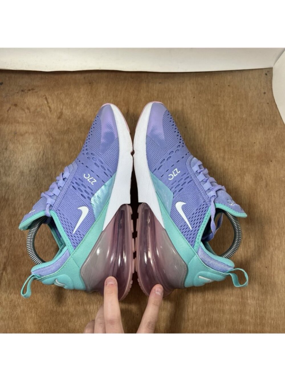 Nike Air Max 270 Athletic Shoes Women’s Purple Aqua US 8.5 Max Air Cushion - Picture 7 of 10